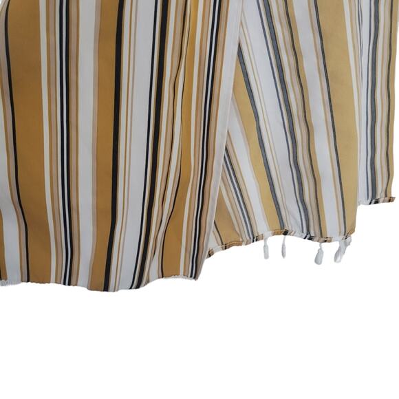 Shein Kimono Cardigan Sz L Yellow White Black Swim Beach long Tassels open front - Picture 9 of 10